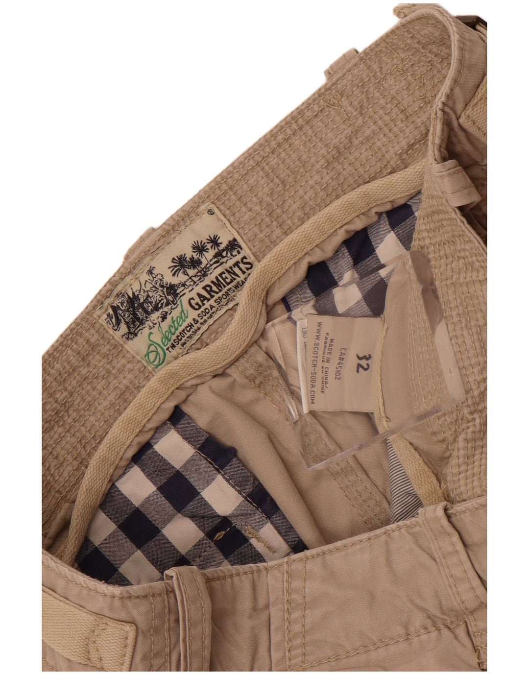 Scotch & Soda Mens Cargo Shorts W32 Medium  Beige Cotton