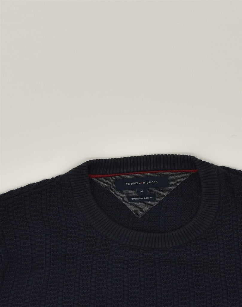 TOMMY HILFIGER Mens Crew Neck Jumper Sweater Medium Navy Blue Cotton | Vintage Tommy Hilfiger | Thrift | Second-Hand Tommy Hilfiger | Used Clothing | Messina Hembry 