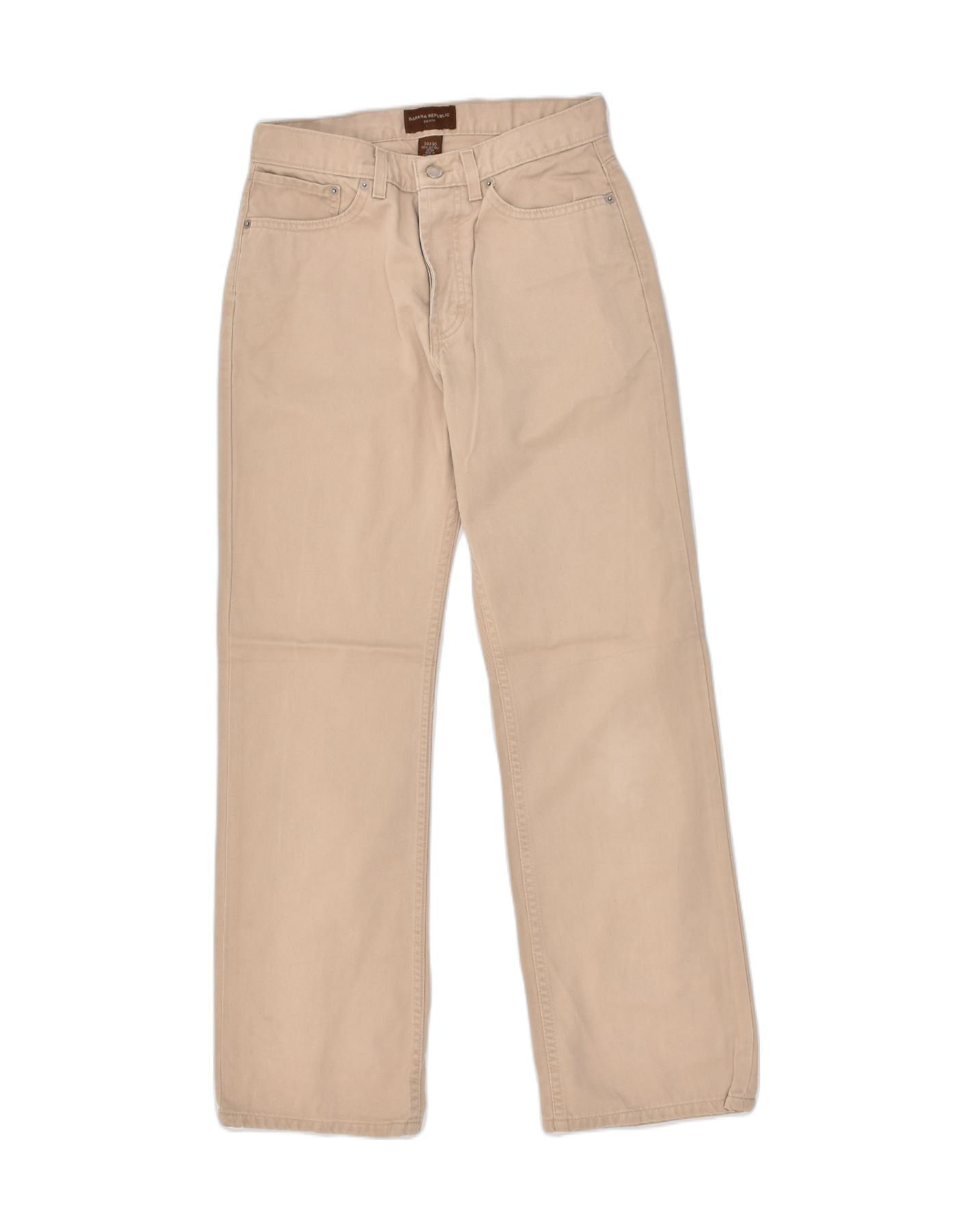 BANANA REPUBLIC Mens Straight Casual Trousers W30 L30 Beige Cotton, Vintage & Second-Hand Clothing Online