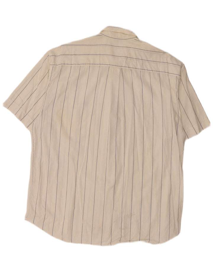 ALEA Mens Short Sleeve Shirt Size 42 16 1/2 Large White Pinstripe