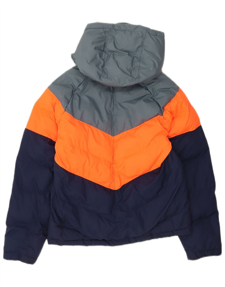 Nike Boys Hooded Padded Jacket 12-13 Years Large Navy Blue Colourblock