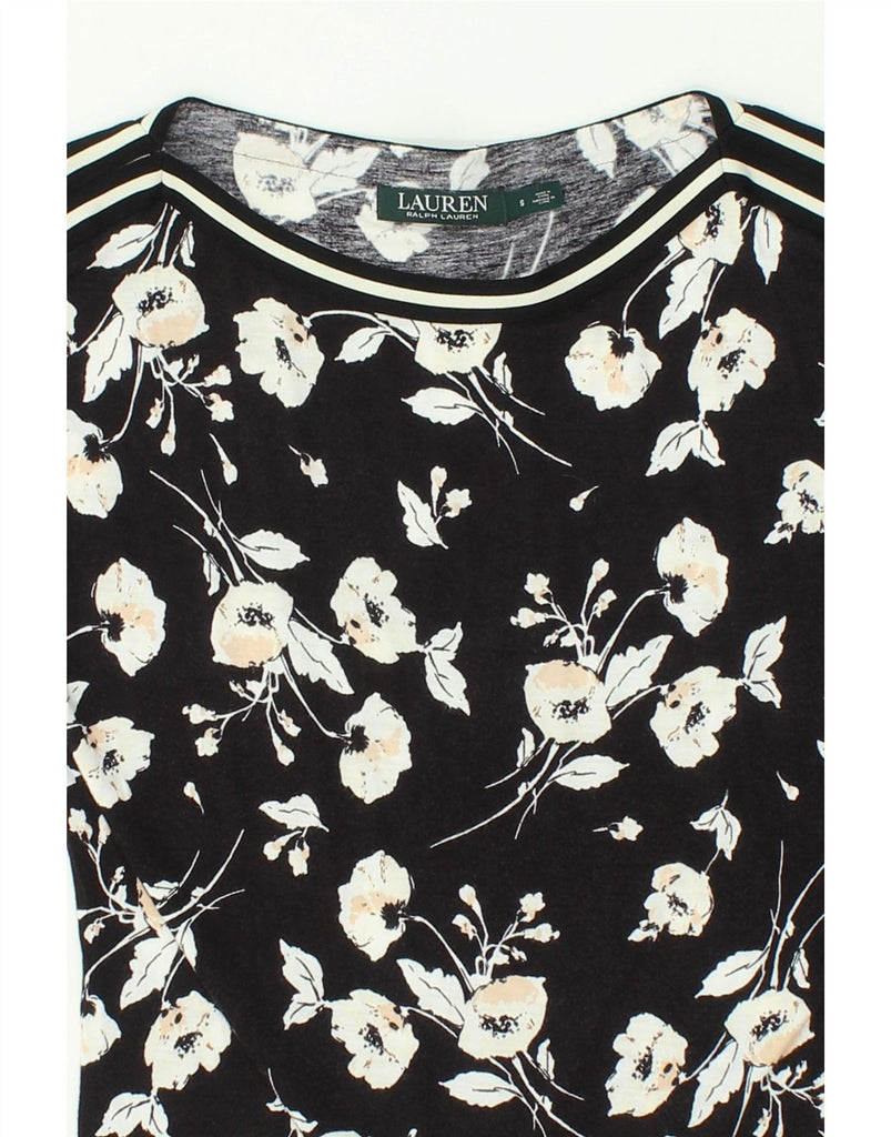 RALPH LAUREN Womens Blouse Top UK 10 Small Black Floral Viscose Vintage Ralph Lauren and Second-Hand Ralph Lauren from Messina Hembry 