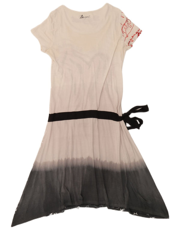 Desigual Womens Graphic A-Line Dress UK 18 XL White Colourblock