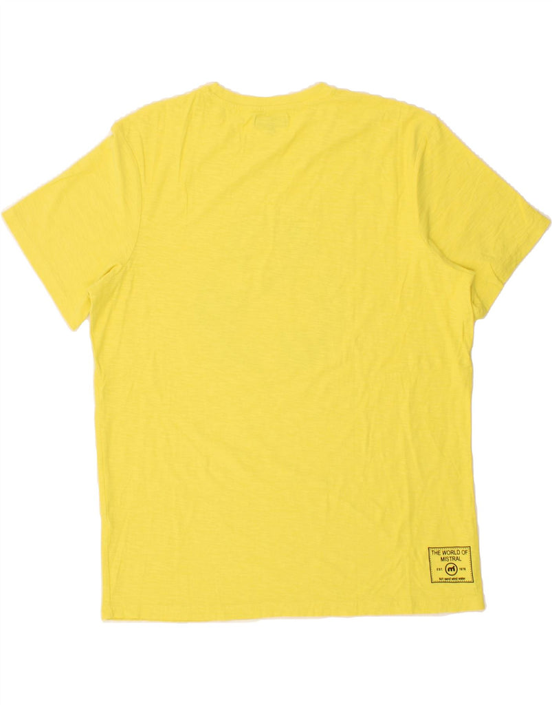 MISTRAL Mens Graphic T-Shirt Top XL Yellow Vintage Mistral and Second-Hand Mistral from Messina Hembry 