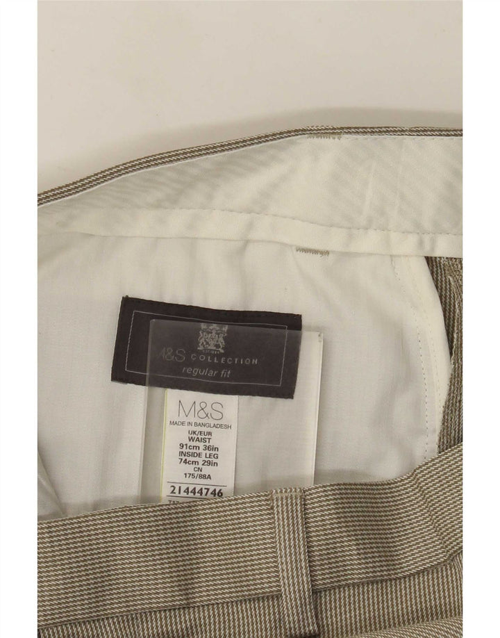 Marks & Spencer Mens Regular Suit Trousers W36 L29 Green Houndstooth