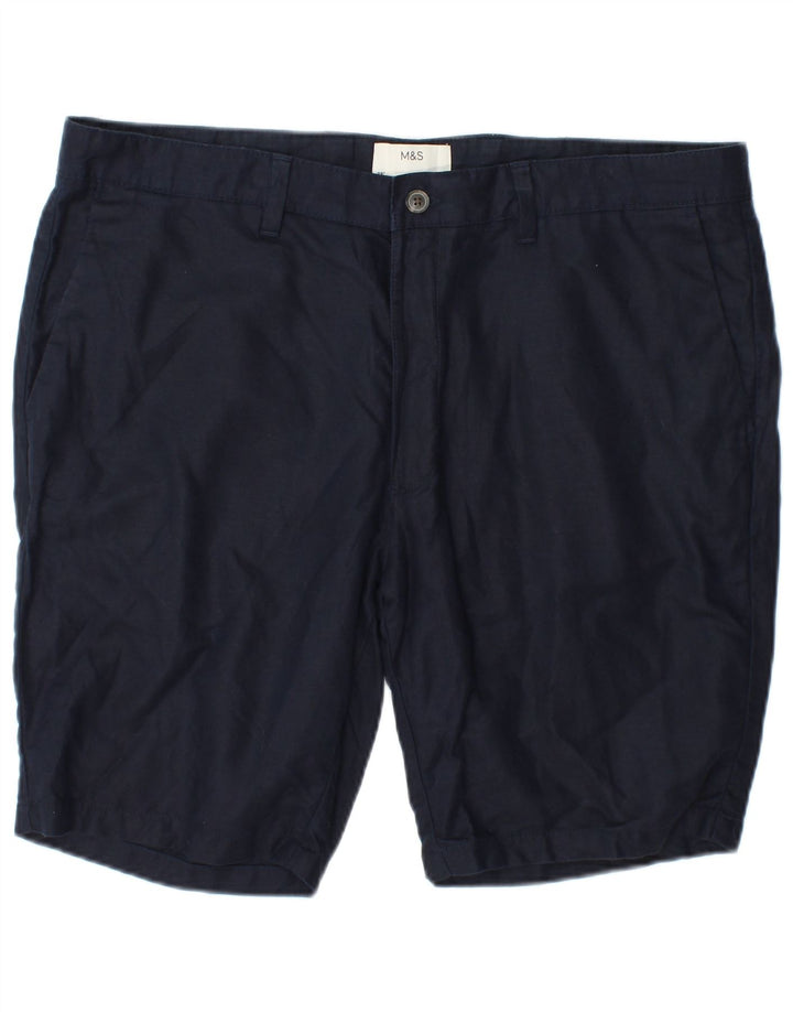 Marks & Spencer Mens Chino Shorts W38 XL Navy Blue Cotton