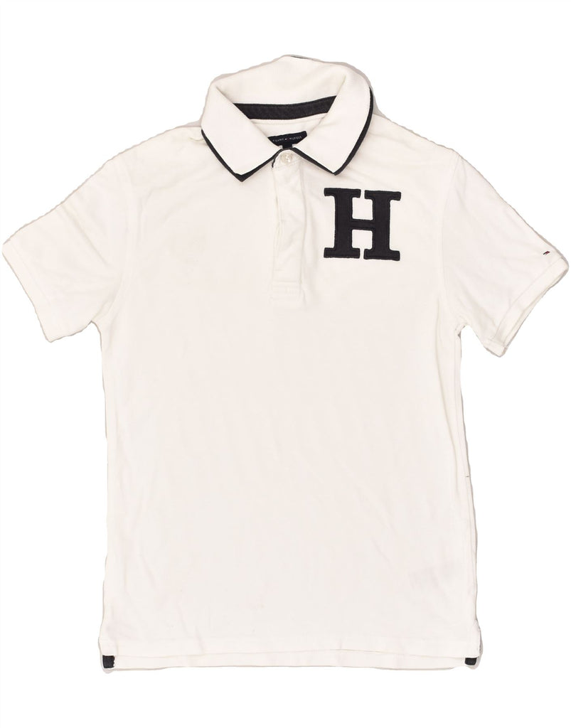 TOMMY HILFIGER Boys Graphic Polo Shirt 11-12 Years White Cotton | Vintage Tommy Hilfiger | Thrift | Second-Hand Tommy Hilfiger | Used Clothing | Messina Hembry 