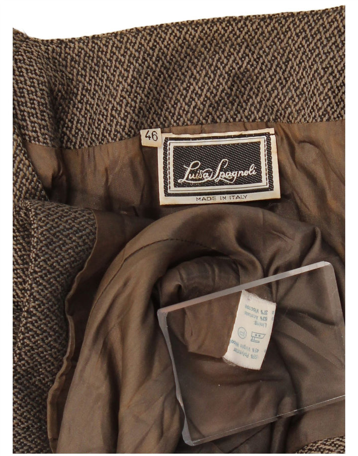 LUISA SPAGNOLI Womens 1 Button Blazer Jacket IT 46 Large Brown Geometric