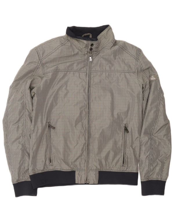 Yes Zee Mens Bomber Jacket UK 42 XL Grey Check Polyester