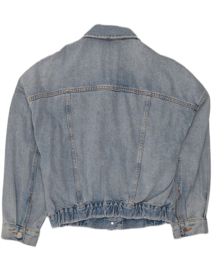 ZARA Womens Crop Denim Jacket UK 14 Large Blue Cotton