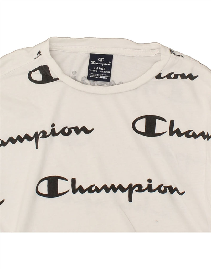 CHAMPION Boys Graphic T-Shirt Top 11-12 Years Large White | Vintage Champion | Thrift | Second-Hand Champion | Used Clothing | Messina Hembry 