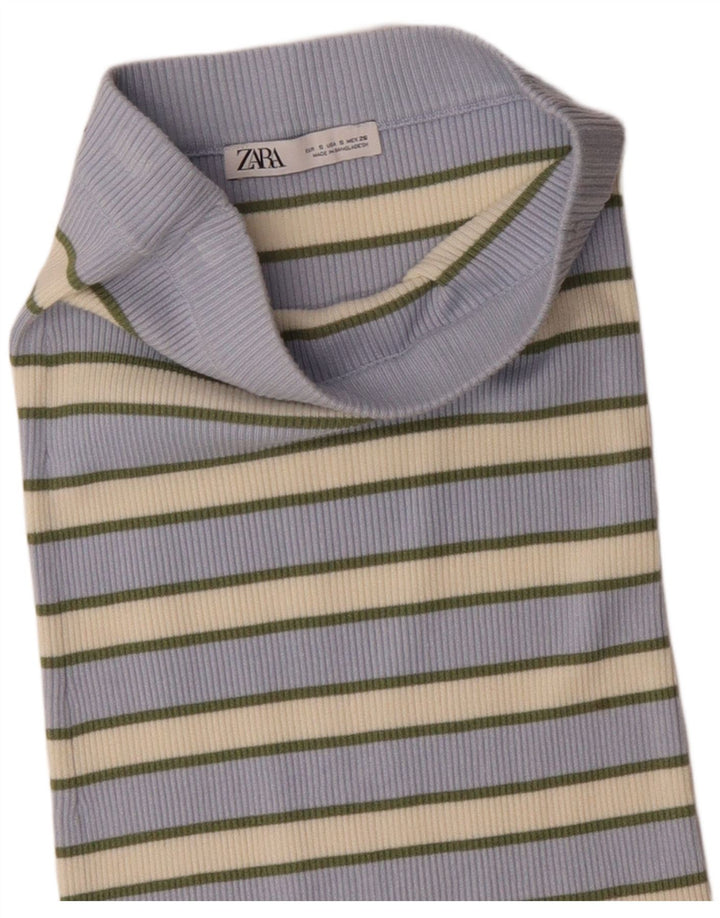 Zara Womens Knit Straight Skirt Small W26 Blue Striped