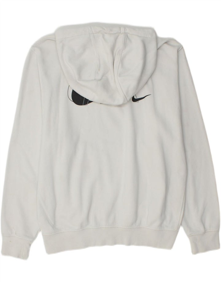 NIKE Mens Graphic Hoodie Jumper Large White Cotton