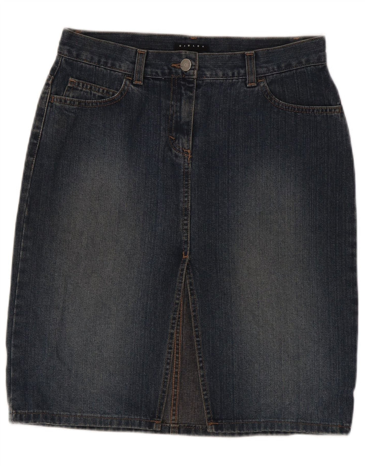 SISLEY Womens Denim Skirt IT 42 Medium W28 Navy Blue Cotton