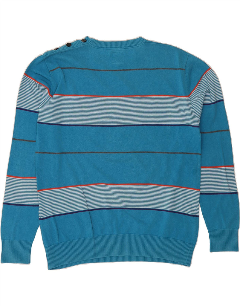 JACK & JONES Mens Crew Neck Jumper Sweater XL Blue Striped Cotton Vintage Jack & Jones and Second-Hand Jack & Jones from Messina Hembry 