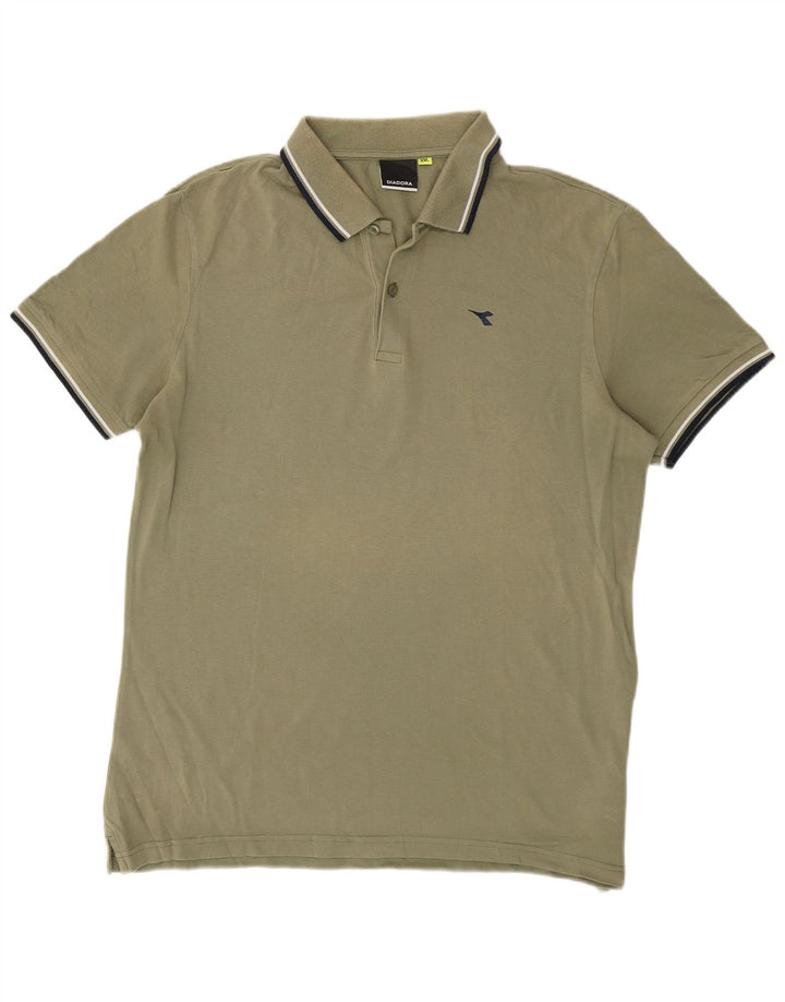 DIADORA Mens Polo Shirt 2XL Green Cotton