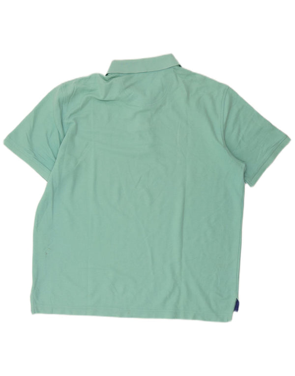 Izod Mens Polo Shirt Large Turquoise Cotton