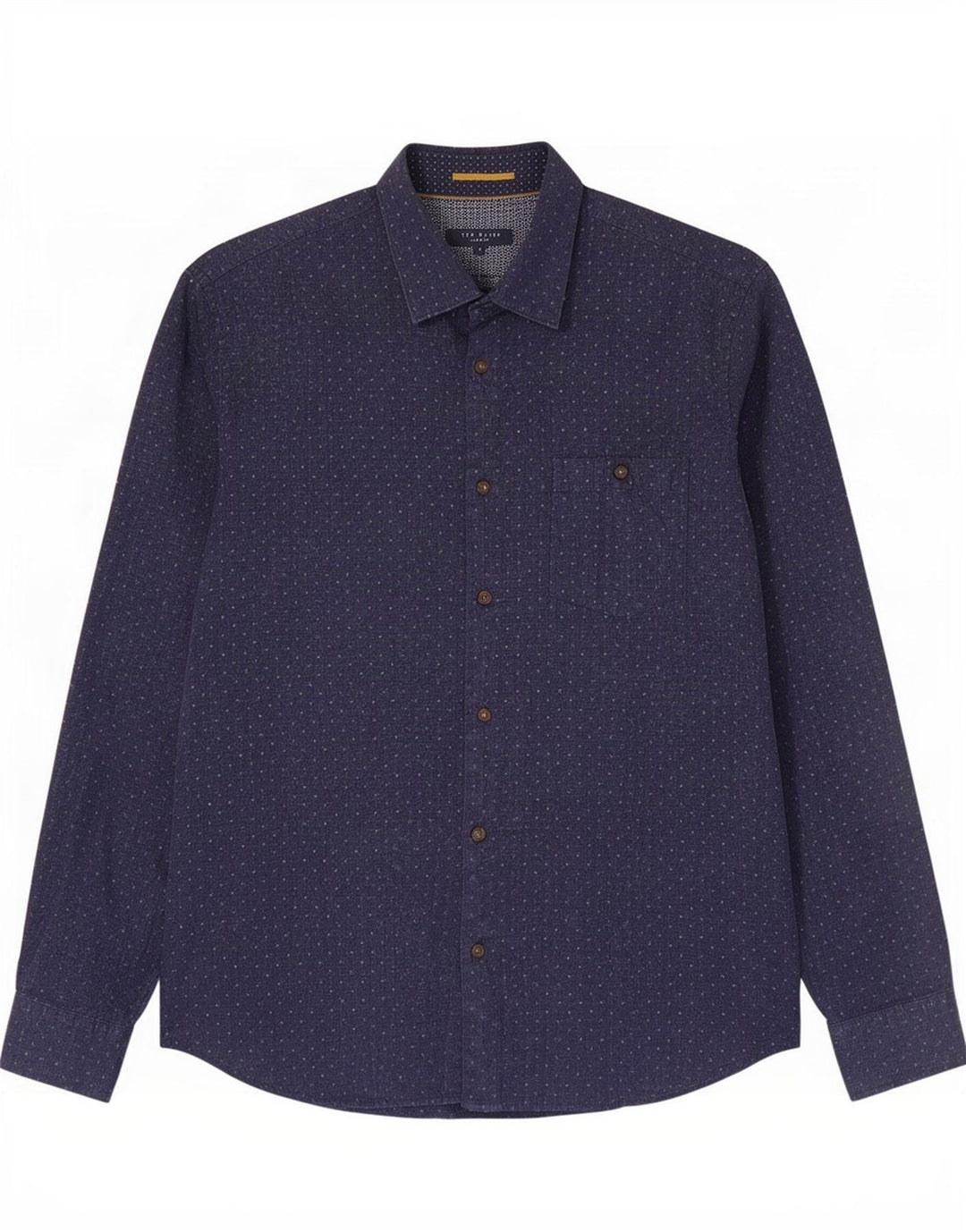Ted Baker Mens Shirt Size 4 Large Navy Blue Spotted Cotton