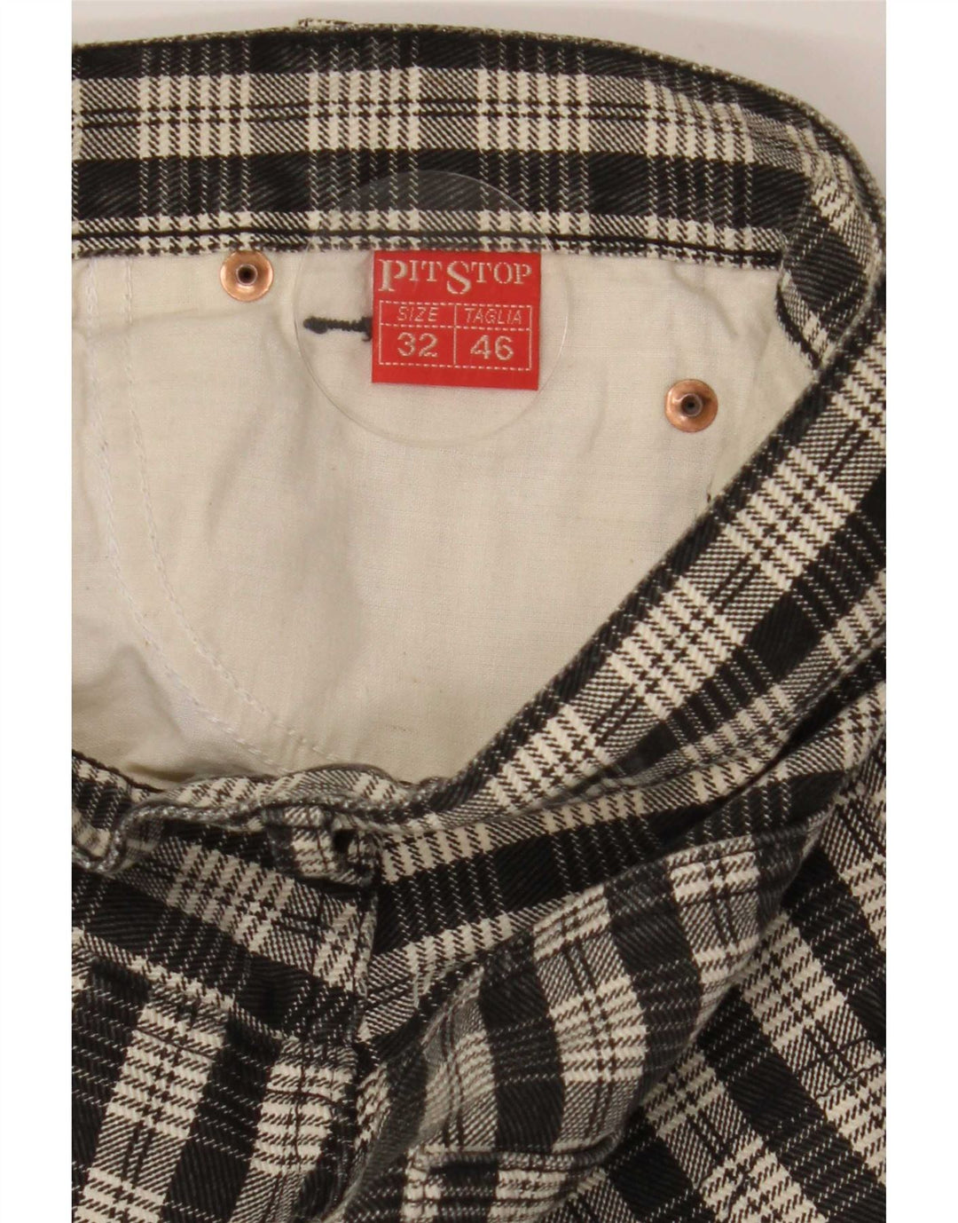 Pit Stop Womens Capri Trousers W32 L19 Black Check Cotton