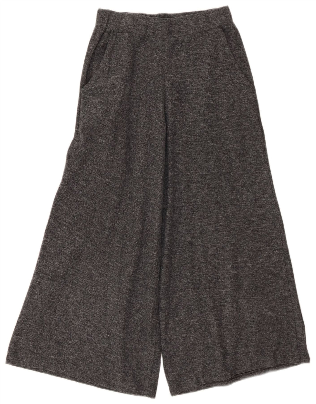 Zara Womens Wide Leg Cropped Trousers Small W26 L24 Grey Polyester