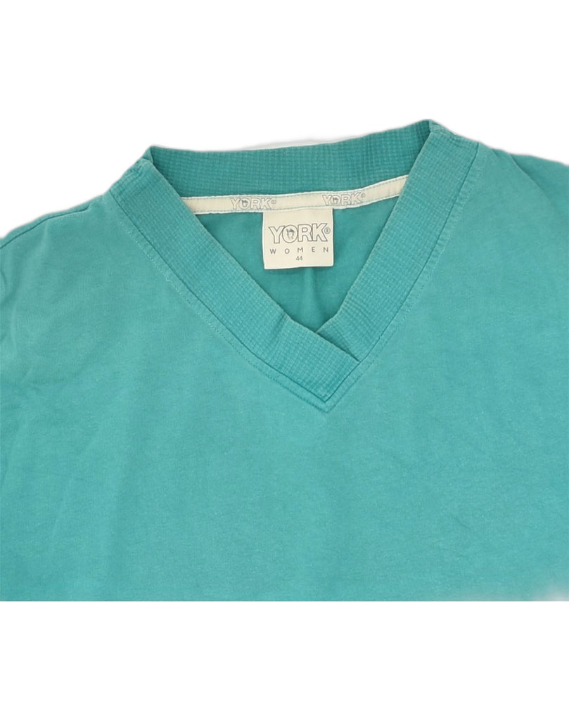 YORK Womens T-Shirt Top IT 44 Medium Turquoise Cotton | Vintage York | Thrift | Second-Hand York | Used Clothing | Messina Hembry 