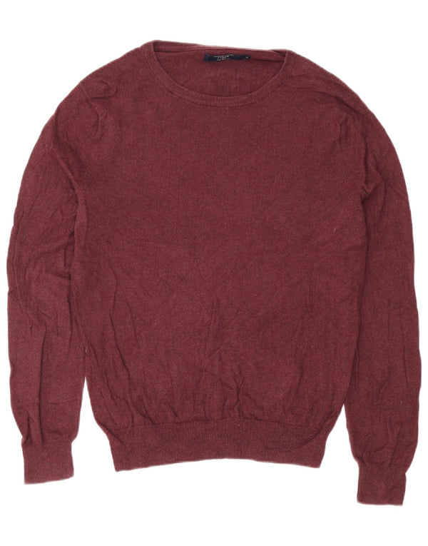 J. Crew Mens Boat Neck Jumper Sweater Small Burgundy Cotton