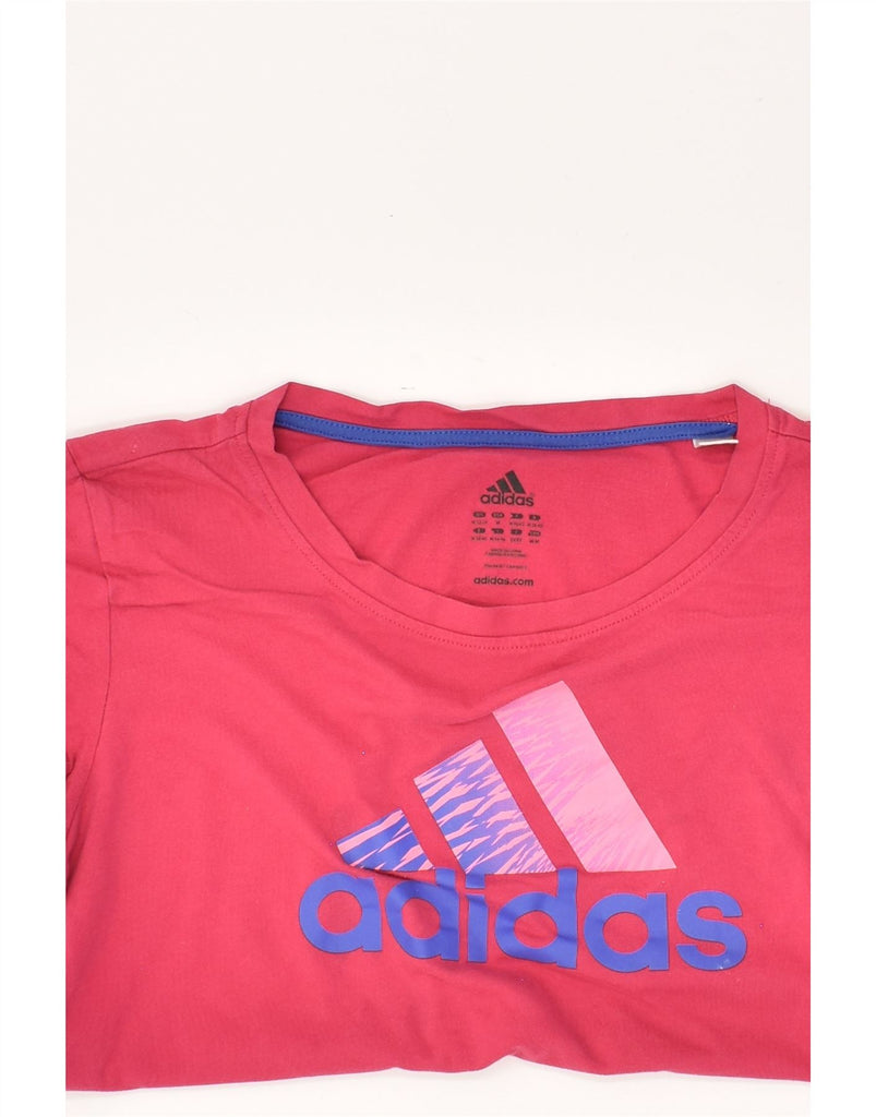 ADIDAS Womens Graphic T-Shirt Top UK 12/14 Medium Pink Cotton | Vintage Adidas | Thrift | Second-Hand Adidas | Used Clothing | Messina Hembry 