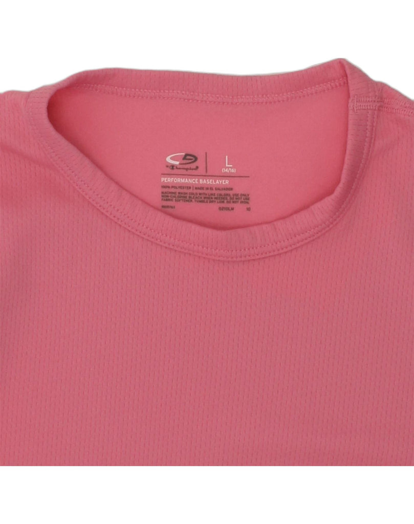 CHAMPION Girls Performance Top Long Sleeve 15-16 Years Large Pink | Vintage Champion | Thrift | Second-Hand Champion | Used Clothing | Messina Hembry 