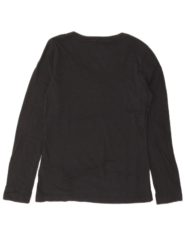 Nike Womens Slim Fit Top Long Sleeve UK 12 Medium Black Cotton