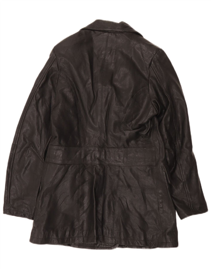 Vintage Womens Leather Coat IT 42 Medium Black