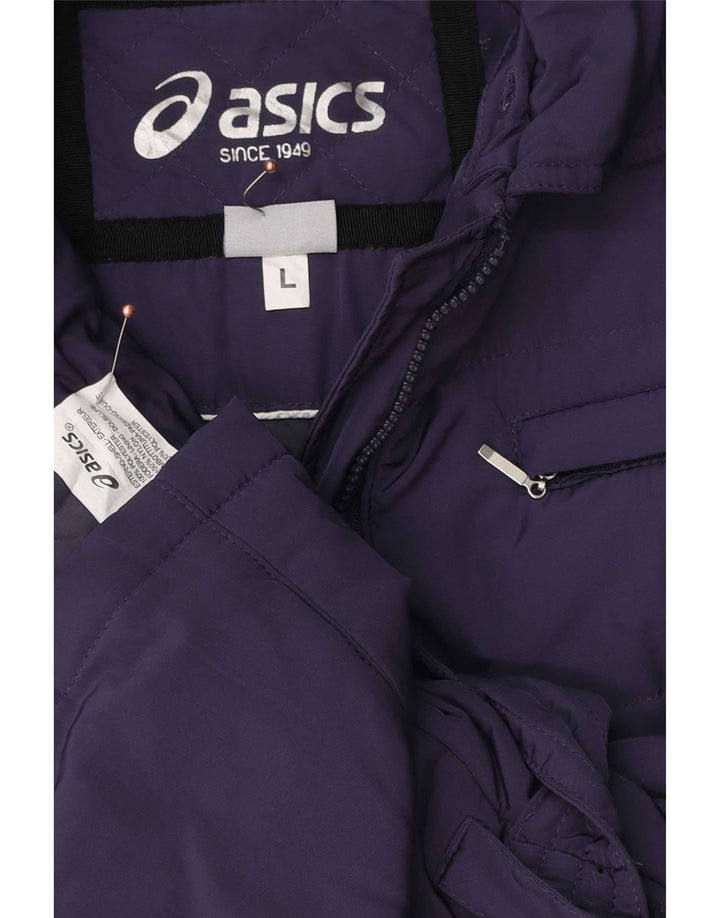 Asics Womens Padded Jacket UK 16 Large Navy Blue Polyester