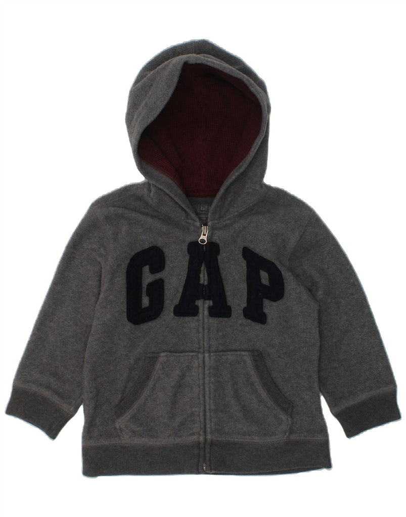 GAP Boys Graphic Hooded Fleece Jacket 3-4 Years Grey Polyester | Vintage Gap | Thrift | Second-Hand Gap | Used Clothing | Messina Hembry 