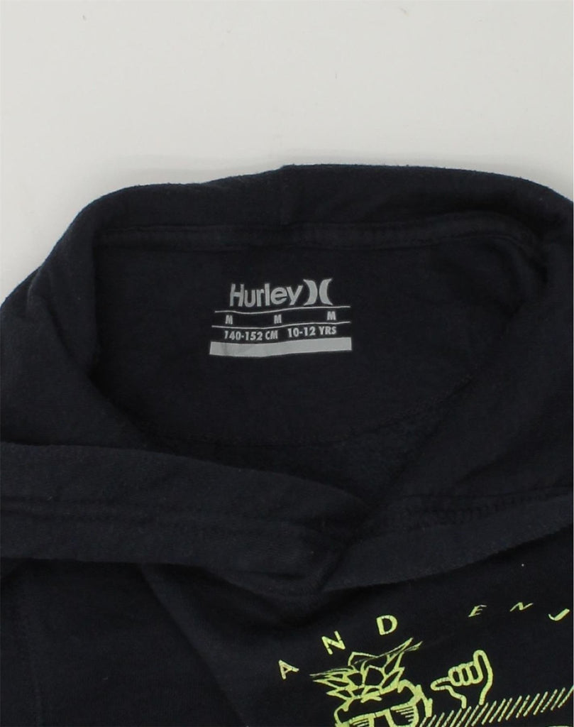 HURLEY Girls Graphic Hoodie Jumper 10-11 Years Medium  Navy Blue | Vintage Hurley | Thrift | Second-Hand Hurley | Used Clothing | Messina Hembry 