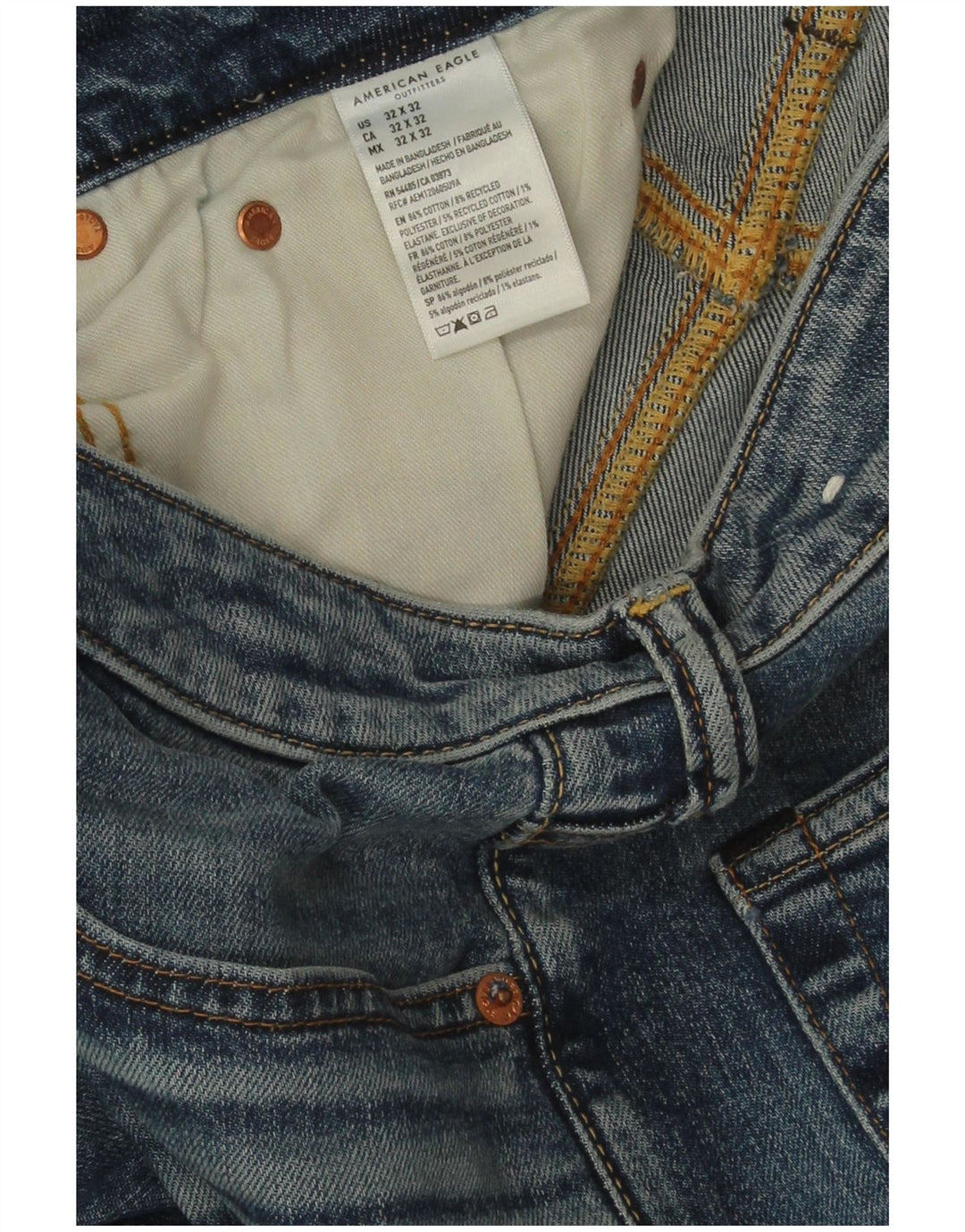 American Eagle Mens Airflex Straight Jeans W32 L32 Blue Cotton