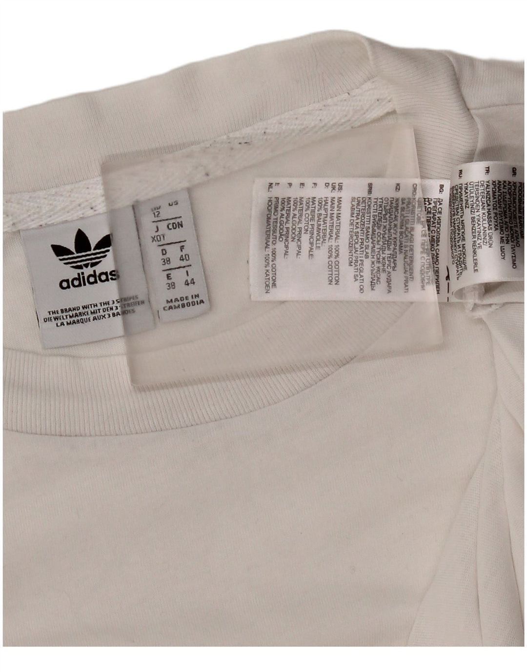 Adidas Womens T-Shirt Top UK 12 Medium  White Cotton