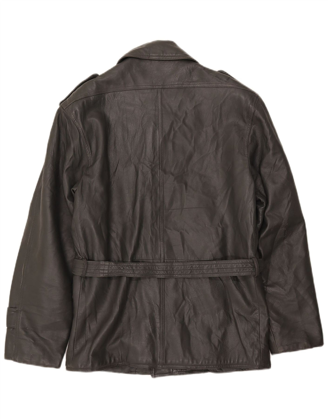 Vintage Mens Military Leather Jacket UK 38 Medium Grey