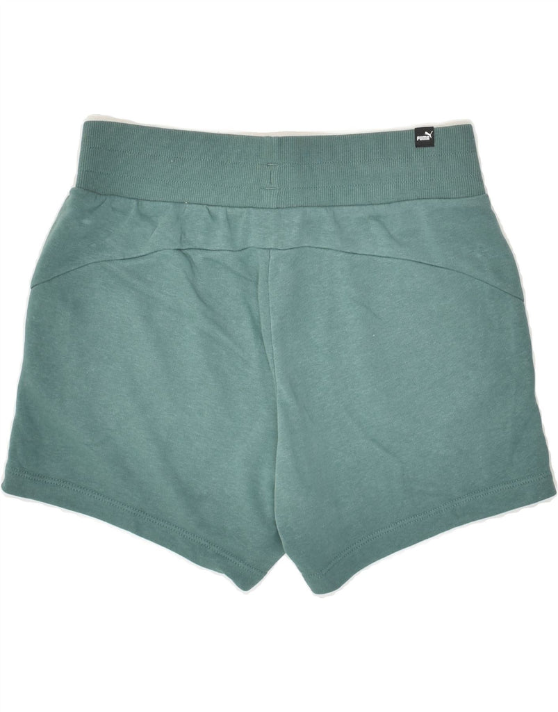PUMA Womens Graphic Sport Shorts UK 6 XS Green Cotton | Vintage Puma | Thrift | Second-Hand Puma | Used Clothing | Messina Hembry 