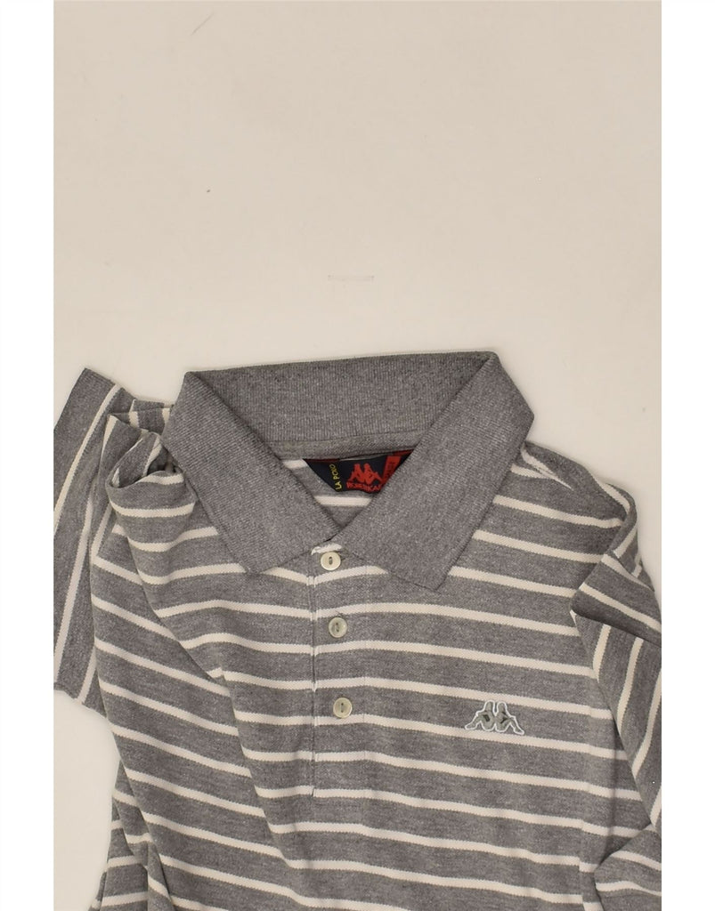 KAPPA Mens Polo Shirt Large Grey Striped Cotton | Vintage Kappa | Thrift | Second-Hand Kappa | Used Clothing | Messina Hembry 