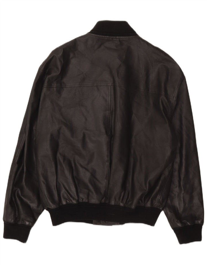 Vintage Mens Leather Jacket IT 48 Medium Black