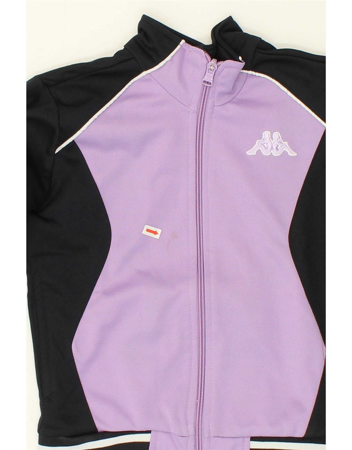 KAPPA Girls Tracksuit Top Jacket 9-10 Years Large Black Colourblock Vintage Kappa and Second-Hand Kappa from Messina Hembry 
