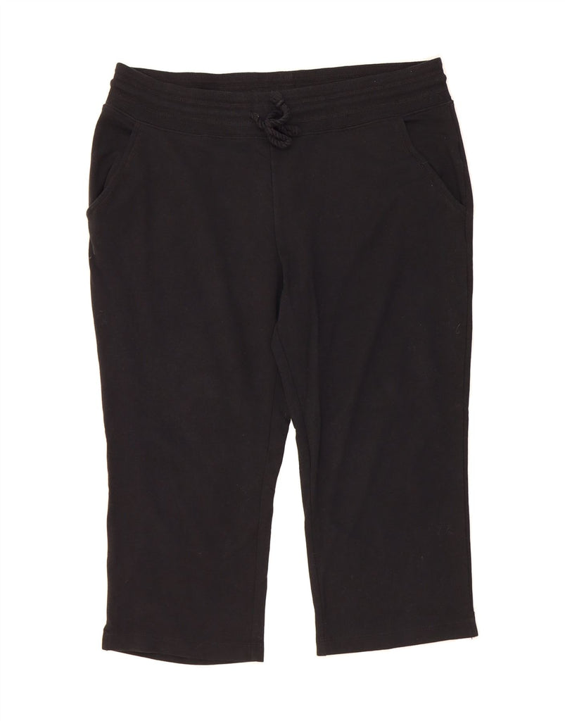 EDDIE BAUER Womens Capri Tracksuit Trousers UK 16 Large  Black Cotton Vintage Eddie Bauer and Second-Hand Eddie Bauer from Messina Hembry 