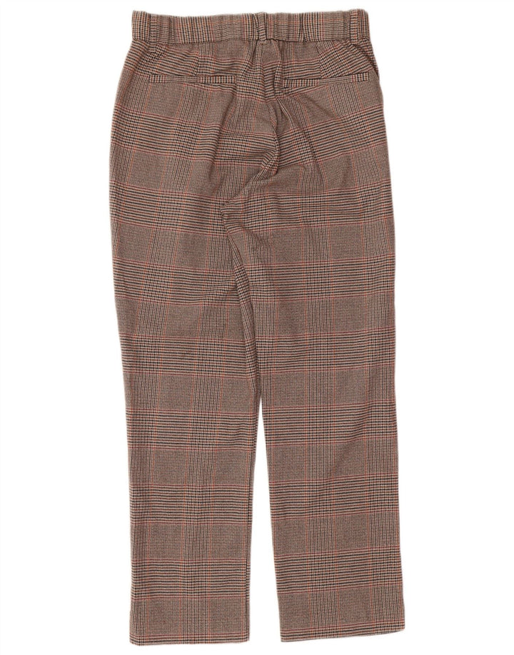Zara Womens Straight Cropped Trousers Large W30 L24 Brown Houndstooth