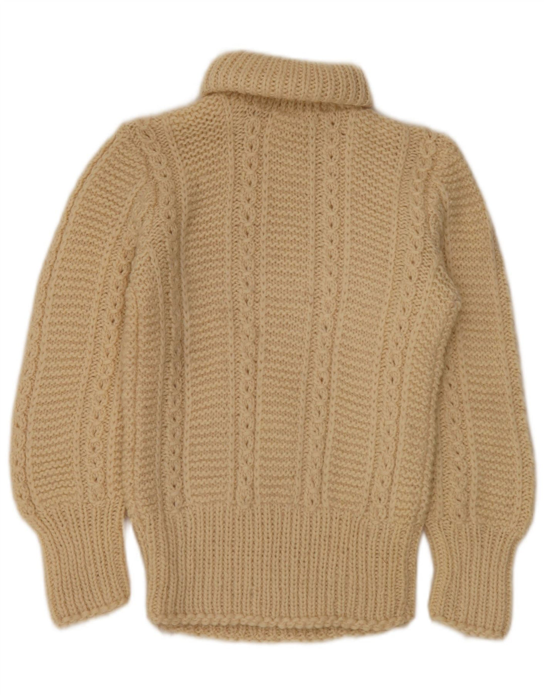 Vintage Womens Roll Neck Jumper Sweater UK 2 2XS Beige