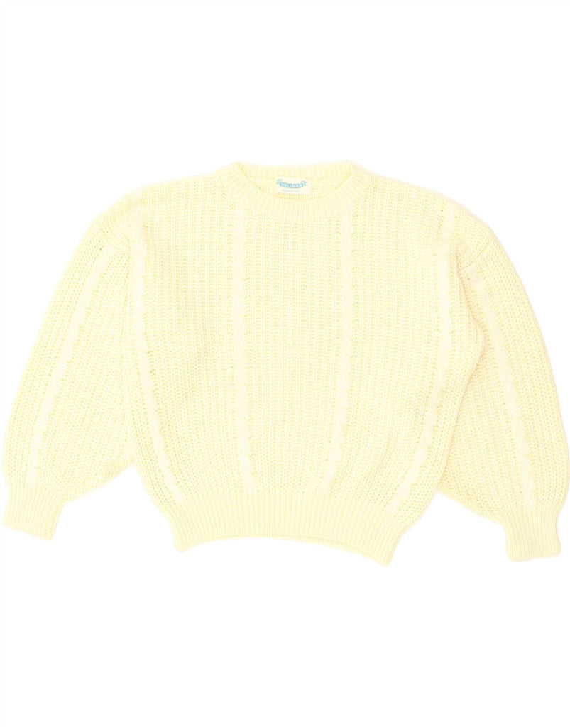 VINTAGE Girls Crew Neck Jumper Sweater 12-13 Years Yellow Cotton | Vintage Vintage | Thrift | Second-Hand Vintage | Used Clothing | Messina Hembry 