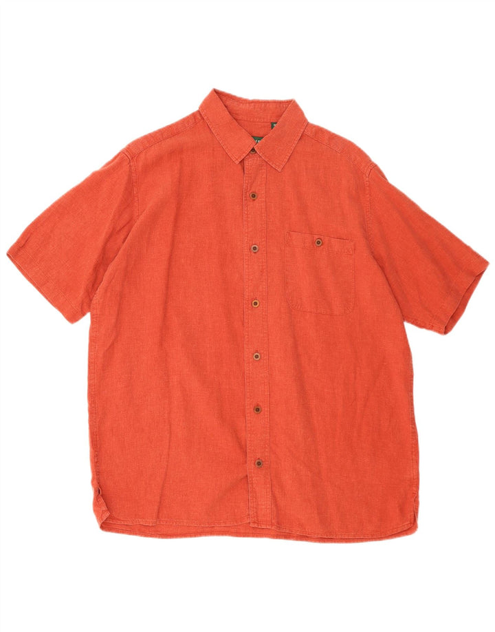 ORVIS Mens Short Sleeve Shirt Medium Orange Hemp