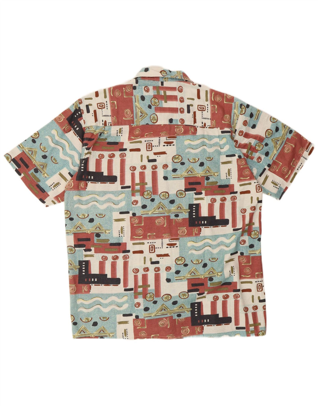 BROADWAY Mens Short Sleeve Shirt Size 39/40 Medium Multicoloured Geometric