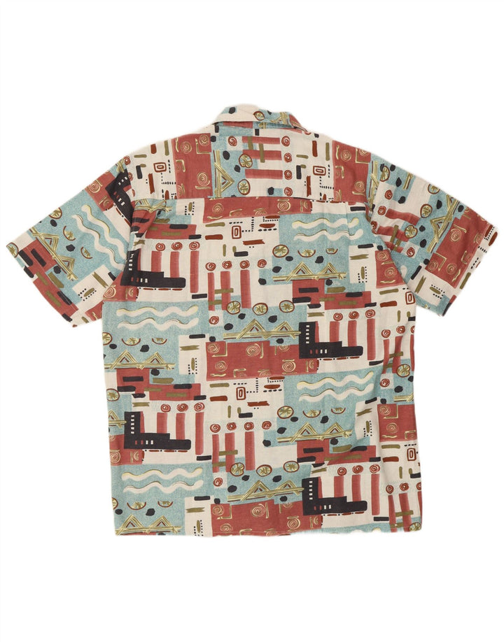 BROADWAY Mens Short Sleeve Shirt Size 39/40 Medium Multicoloured Geometric