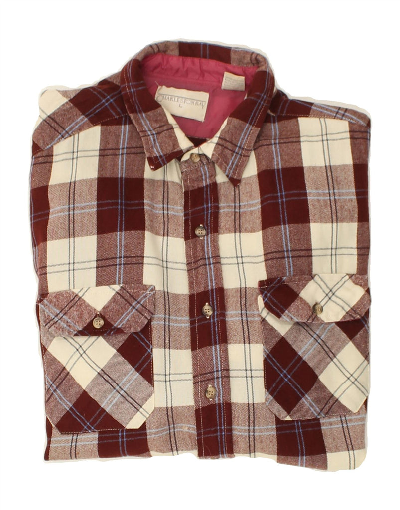 VINTAGE Mens Flannel Shirt Large Burgundy Check Acrylic | Vintage Vintage | Thrift | Second-Hand Vintage | Used Clothing | Messina Hembry 