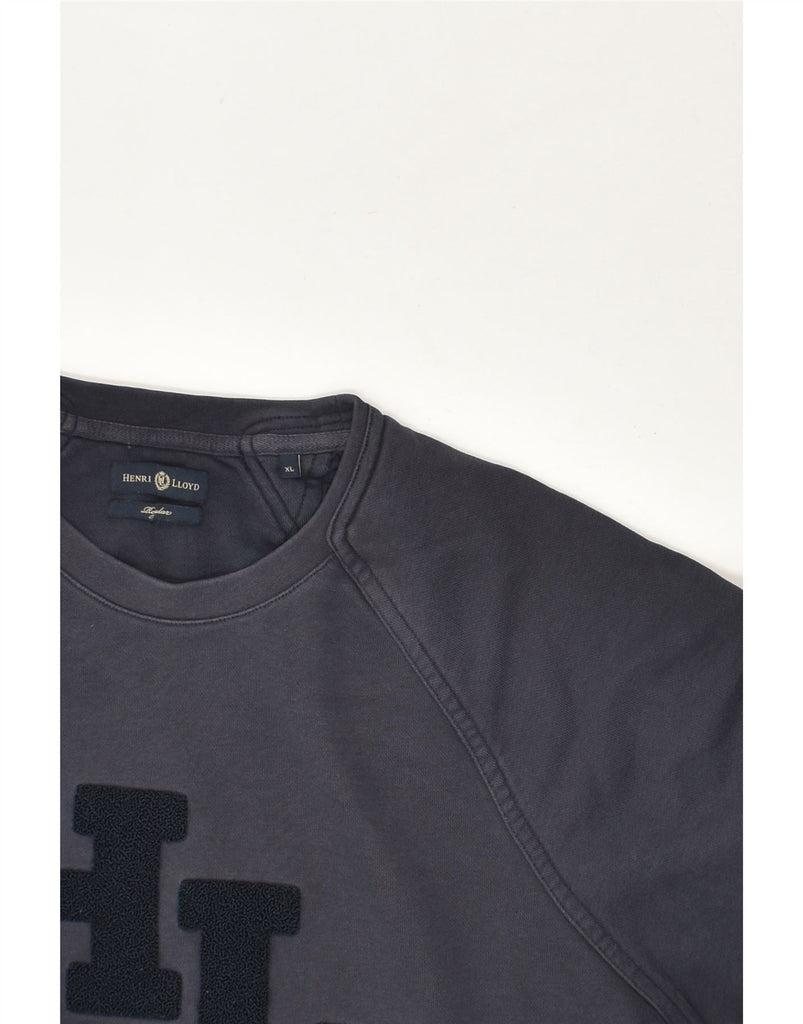 HENRI LLOYD Mens Indigo Graphic Sweatshirt Jumper XL Navy Blue Cotton | Vintage Henri Lloyd | Thrift | Second-Hand Henri Lloyd | Used Clothing | Messina Hembry 