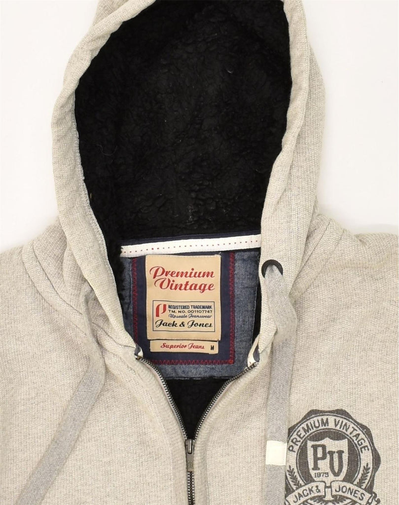 JACK & JONES Mens Zip Hoodie Sweater Medium Grey Acrylic | Vintage Jack & Jones | Thrift | Second-Hand Jack & Jones | Used Clothing | Messina Hembry 